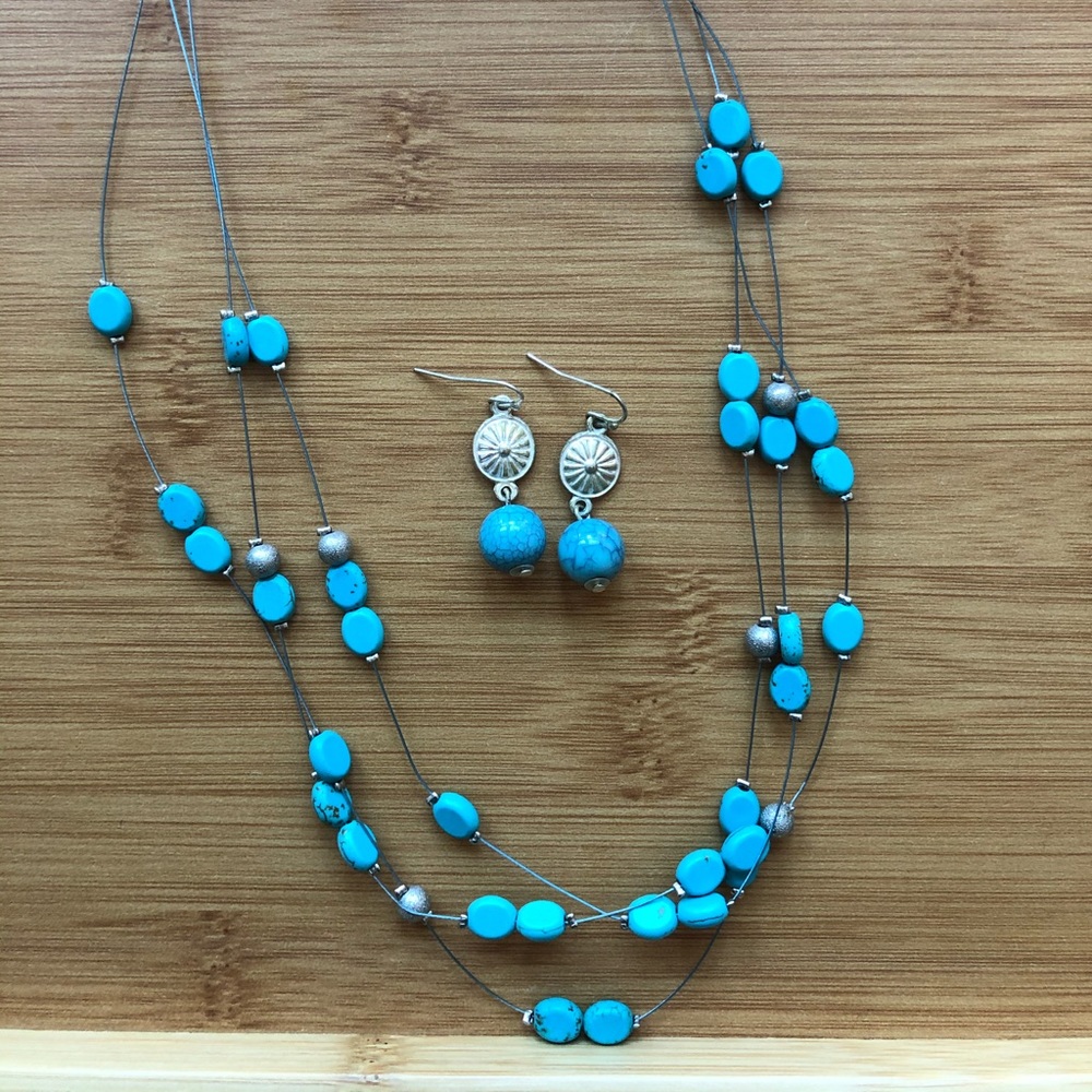 Turquoise necklace And Earring set